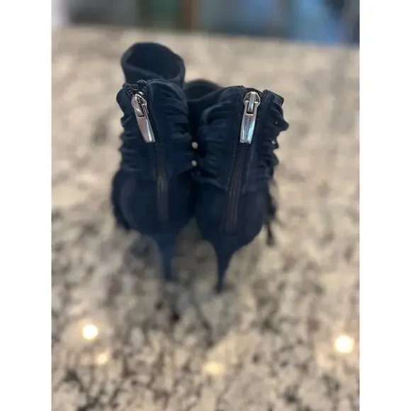 Vince Camuto peep toe suede bootie size 9.5 navy - Picture 4 of 8